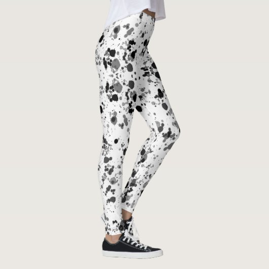 Schwarz-Weiß-Spritzer Leggings (Rechts)