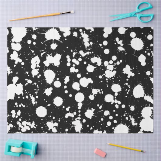 Schwarz-Weiß-Spritzer Malerische Kunst Seidenpapier (Basteln)