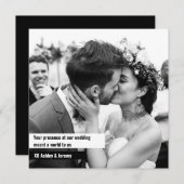 Schwarz-weiß Square Foto Hochzeit Dankeschön Karte (Vorne/Hinten)