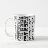 Schwarz-weiß Square Labyrinth Op Art Griechisches  Kaffeetasse (Links)