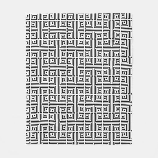 Schwarz-weiß Square Labyrinthopmuster Fleecedecke (Vorderseite)