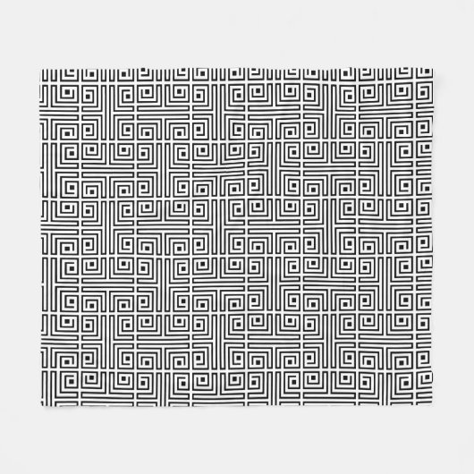 Schwarz-weiß Square Labyrinthopmuster Fleecedecke (Vorderseite (Horizontal))