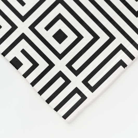 Schwarz-weiß Square Labyrinthopmuster Fleecedecke (Ecke)