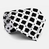 Schwarz-weiß Square Pattern Chic Krawatte (Gerollt)