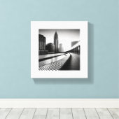 Schwarz-Weiß-Stadt Leinwanddruck (Insitu (Holzboden))