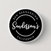 Schwarz Weiß Stadt Ort Ort Name Kreis Button (Vorderseite)