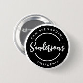 Schwarz Weiß Stadt Ort Ort Name Kreis Button (Vorne & Hinten)