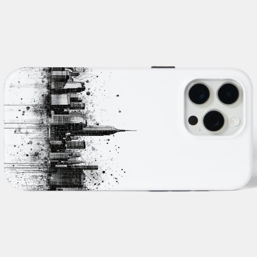 Schwarz-Weiß-Stadt-Skyline Case-Mate iPhone Hülle (Rückseite (Horizontal))