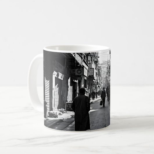 Schwarz-Weiß-Stadtstraße Kaffeetasse (Vorderseite Links)