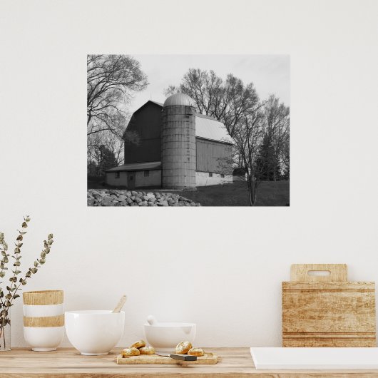 Schwarz-Weiß-Stall Poster (Küche)