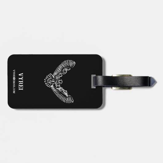 Schwarz-Weiß-Stamm-Fliegenschale Gepäckanhänger (Rückseite horizontal)