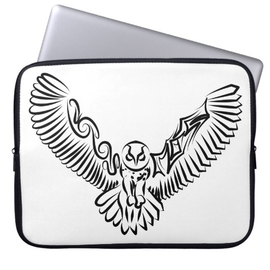 Schwarz-Weiß-Stamm-Fliegenschale Laptopschutzhülle (Vorderseite)