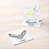 Schwarz-Weiß-Stamm-Fliegenschale Rechteckiger Pappuntersetzer (Vor Ort)