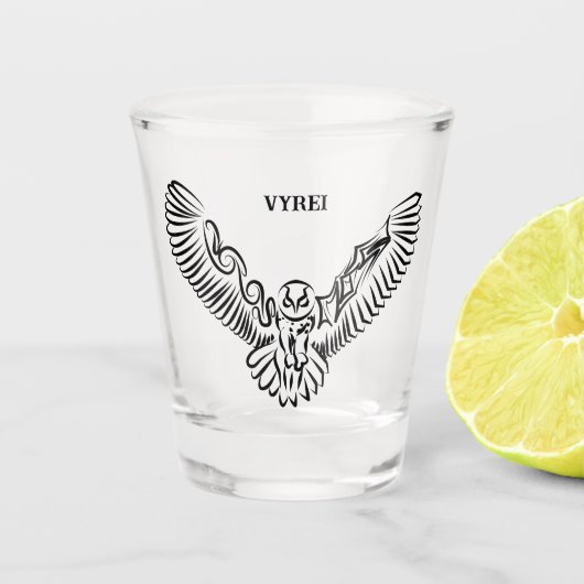 Schwarz-Weiß-Stamm-Fliegenschale Schnapsglas (Vorderseite)