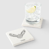 Schwarz-Weiß-Stamm-Fliegenschale Steinuntersetzer (Seitenansicht)