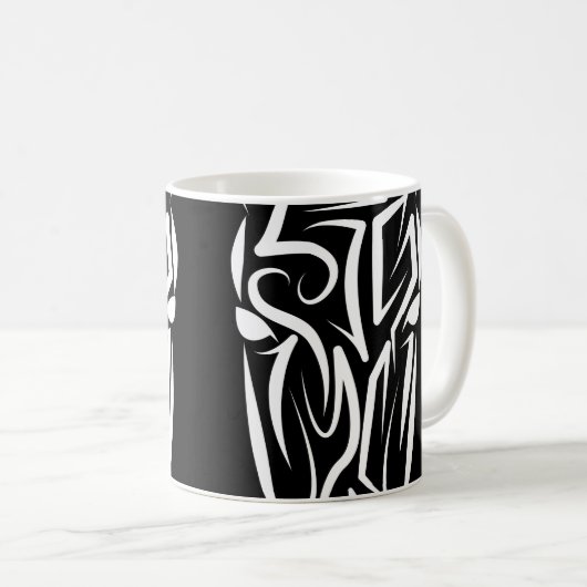 Schwarz-Weiß-Stamm Kaffeetasse (VorderseiteRechts)