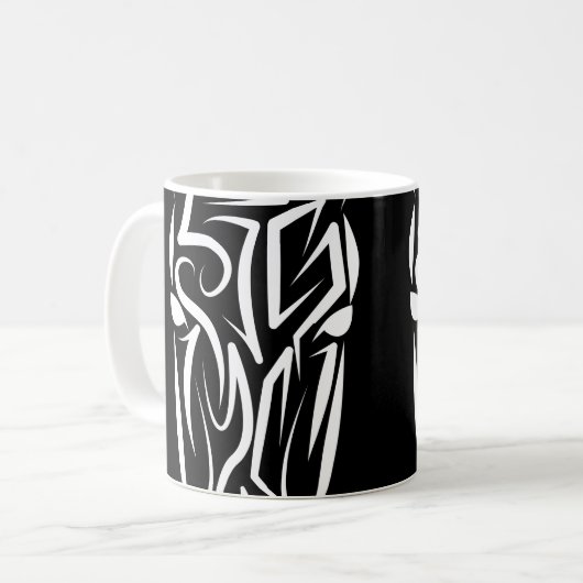 Schwarz-Weiß-Stamm Kaffeetasse (Vorderseite Links)