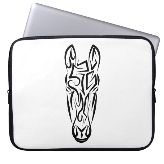 Schwarz-Weiß-Stamm Laptopschutzhülle (Vorderseite)