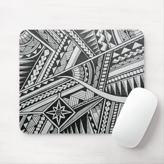 Schwarz-Weiß-Stamm Tätowierung Gestalten Mousepad (Mit Mouse)