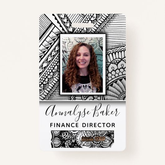 Schwarz-Weiß-Stamm Tattoo Mitarbeiter Foto Name Ausweis (Vorderseite)