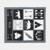 Schwarz-Weiß-Stamm Wild-Woodlands Grau Fleecedecke (Vorderseite (Horizontal))