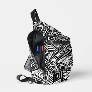 Schwarz-Weiß-Stämme Abstrakt Crossbody Bag