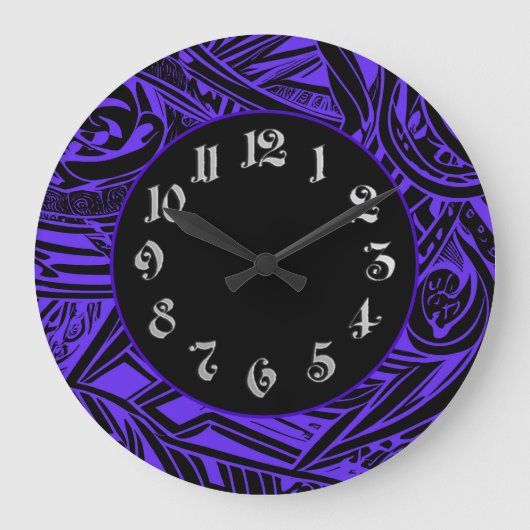 Schwarz-Weiß-Stämme Abstrakt Große Wanduhr (Vorderseite)