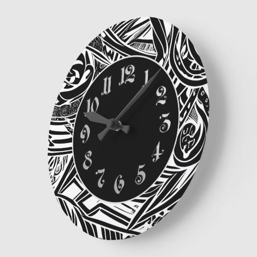 Schwarz-Weiß-Stämme Abstrakt Große Wanduhr (Winkel)