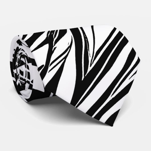 Schwarz-Weiß-Stämme Abstrakt Krawatte (Gerollt)