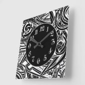Schwarz-Weiß-Stämme Abstrakt Quadratische Wanduhr (Winkel)