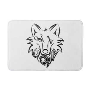 Schwarz-Weiß-Stammes-Wolf Badematte