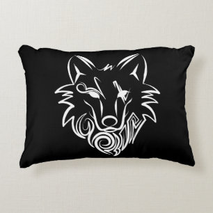 Schwarz-Weiß-Stammes-Wolf Dekokissen