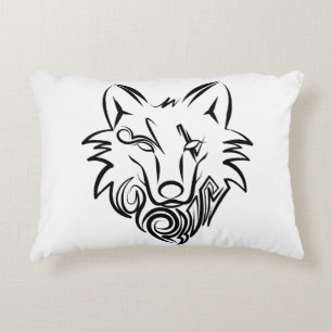 Schwarz-Weiß-Stammes-Wolf Dekokissen