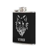 Schwarz-Weiß-Stammes-Wolf Flachmann (Links)