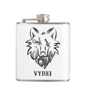 Schwarz-Weiß-Stammes-Wolf Flachmann (Vorderseite)