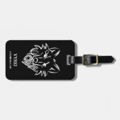 Schwarz-Weiß-Stammes-Wolf Gepäckanhänger (Vorderseite horizontal)