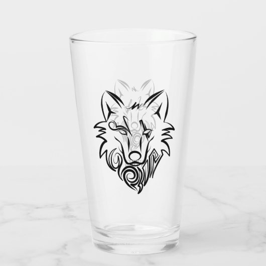 Schwarz-Weiß-Stammes-Wolf Glas (Rückseite)