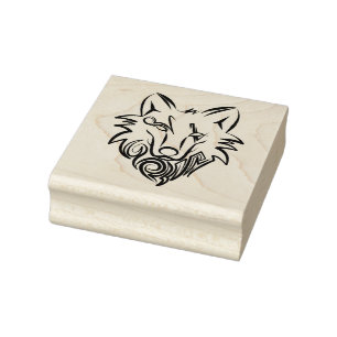 Schwarz-Weiß-Stammes-Wolf Gummistempel