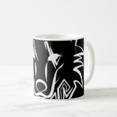 Schwarz-Weiß-Stammes-Wolf Kaffeetasse (VorderseiteRechts)