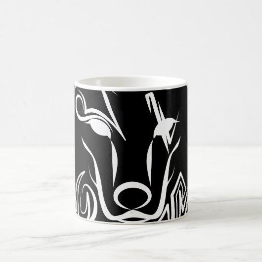 Schwarz-Weiß-Stammes-Wolf Kaffeetasse (Mittel)