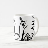Schwarz-Weiß-Stammes-Wolf Kaffeetasse (VorderseiteRechts)
