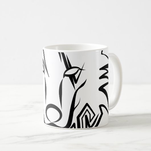 Schwarz-Weiß-Stammes-Wolf Kaffeetasse (VorderseiteRechts)
