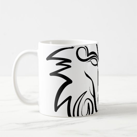 Schwarz-Weiß-Stammes-Wolf Kaffeetasse (Links)