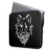 Schwarz-Weiß-Stammes-Wolf Laptopschutzhülle (Vorderseite Links)