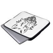 Schwarz-Weiß-Stammes-Wolf Laptopschutzhülle (Vorne Knopf)