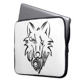 Schwarz-Weiß-Stammes-Wolf Laptopschutzhülle (Vorderseite Links)