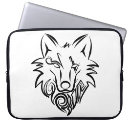 Schwarz-Weiß-Stammes-Wolf Laptopschutzhülle