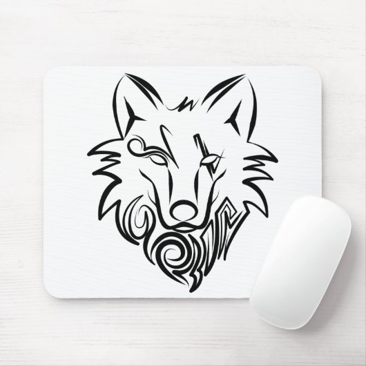 Schwarz-Weiß-Stammes-Wolf Mousepad (Mit Mouse)