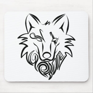 Schwarz-Weiß-Stammes-Wolf Mousepad
