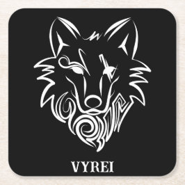 Schwarz-Weiß-Stammes-Wolf Rechteckiger Pappuntersetzer